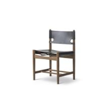 Billede af Fredericia Furniture 3237 Den Spanske Spisebordsstol SH: 46 cm - Sort Læder/Røget Eg