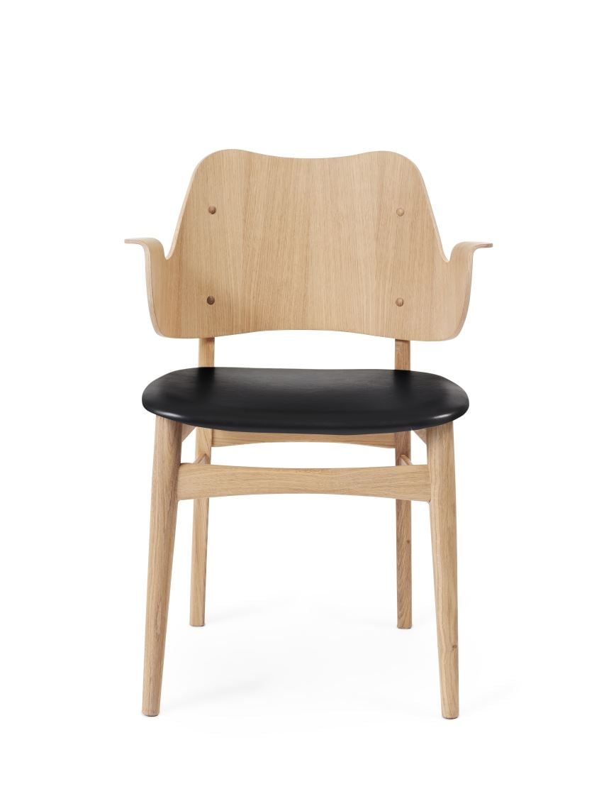 Billede af Warm Nordic Gesture Chair SH: 46 cm - Oak/Black Leather