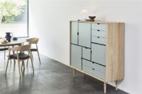 Billede af Andersen Furniture S3 Skænk 132x131 cm - Sæbebehandlet Eg/Ocean Grey