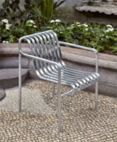 Billede af HAY Palissade Dining Arm Chair SH: 45 cm 2 Stk. - Hot Galvanised Steel