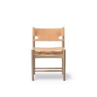 Billede af Fredericia Furniture 3237 Den Spanske Spisebordsstol SH: 46 cm - Naturfarvet Læder/Sæbebehandlet Eg