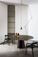 Billede af SOVET Totem Dining Table Ø: 150 cm - Black/Ceramics Pre-polished Stone Grey