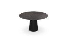 Billede af SOVET Totem Dining Table Ø: 130 cm - Black/Ceramics Pre-polished Stone Grey
