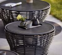 Billede af Cane-line Outdoor Basket Sofabord Stor Ø: 95 cm - Fossil Black Ceramic/Graphite Weave