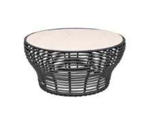 Billede af Cane-line Outdoor Basket Sofabord Stor Ø: 95 cm - Travertine Look Ceramic/Graphite Weave