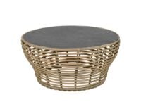 Billede af Cane-line Outdoor Basket Sofabord Stor Ø: 95 cm - Fossil Black Ceramic/Natural Weave