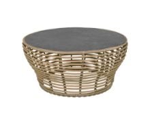 Billede af Cane-line Outdoor Basket Sofabord Stor Ø: 95 cm - Fossil Black Ceramic/Natural Weave