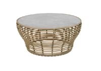 Billede af Cane-line Outdoor Basket Sofabord Stor Ø: 95 cm - Fossil Grey Ceramic/Natural Weave