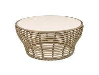Billede af Cane-line Outdoor Basket Sofabord Stor Ø: 95 cm - Travertine Look Ceramic/Natural Weave