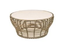 Billede af Cane-line Outdoor Basket Sofabord Stor Ø: 95 cm - Travertine Look Ceramic/Natural Weave