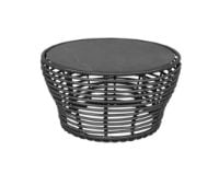 Billede af Cane-line Outdoor Basket Sofabord Mellem Ø: 75 cm - Fossil Black Ceramic/Graphite Weave 