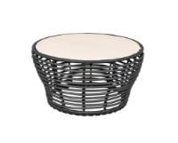 Billede af Cane-line Outdoor Basket Sofabord Mellem Ø: 75 cm - Travertine Look Ceramic/Graphite Weave 
