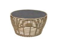 Billede af Cane-line Outdoor Basket Sofabord Mellem Ø: 75 cm - Fossil Black Ceramic/Natural Weave