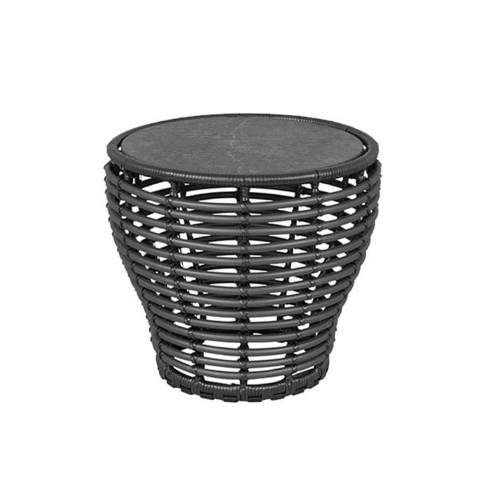 Billede af Cane-line Outdoor Basket Sofabord Lille Ø: 50 cm - Fossil Black Ceramic/Graphite Weave