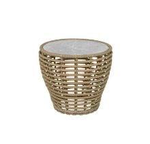 Billede af Cane-line Outdoor Basket Sofabord Lille Ø: 50 cm - Fossil Grey Ceramic/Natural Weave