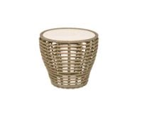 Billede af Cane-line Outdoor Basket Sofabord Lille Ø: 50 cm - Travertine Look Ceramic/Natural Weave 