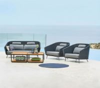 Billede af Cane-line Outdoor Mega 2 Pers. Sofa inkl. AirTouch Hyndesæt L: 203 cm - Graphite/Weave