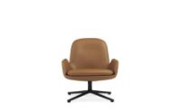 Billede af Normann Copenhagen Era Lounge Chair Low Swivel Black Alu SH: 40 cm - Ultra Leather / Brandy 41574