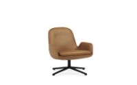 Billede af Normann Copenhagen Era Lounge Chair Low Swivel Black Alu SH: 40 cm - Ultra Leather / Brandy 41574