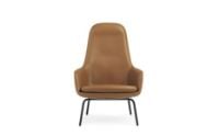 Billede af Normann Copenhagen Era Lounge Chair High Steel SH: 40 cm - Ultra Leather / Brandy 41574