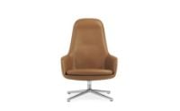 Billede af Normann Copenhagen Era Lounge Chair High Swivel Alu SH: 40 cm - Ultra Leather / Brandy 41574