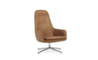 Billede af Normann Copenhagen Era Lounge Chair High Swivel Alu SH: 40 cm - Ultra Leather / Brandy 41574