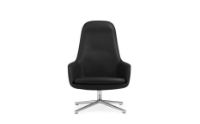 Billede af Normann Copenhagen Era Lounge Chair High Swivel Alu SH: 40 cm - Ultra Leather / Black 41599