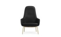 Billede af Normann Copenhagen Era Lounge Chair High Oak SH: 40 cm - Ultra Leather / Black 41599