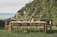 Billede af GUBI Gascoin Outdoor C-Chair Dining SH: 47 cm - Teak/Flet 