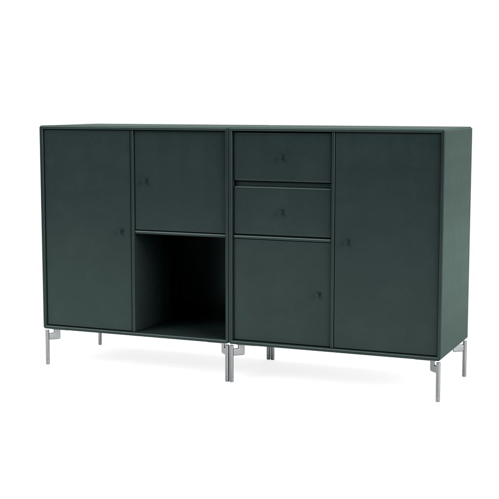 Billede af Montana Selection Couple Skænk med ben 139,2x69,6x38 cm - 163 Black Jade / Chrome