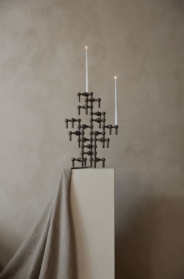 STOFF Nagel Candle Holder Set of 3 H 6,5 cm Solid Brass