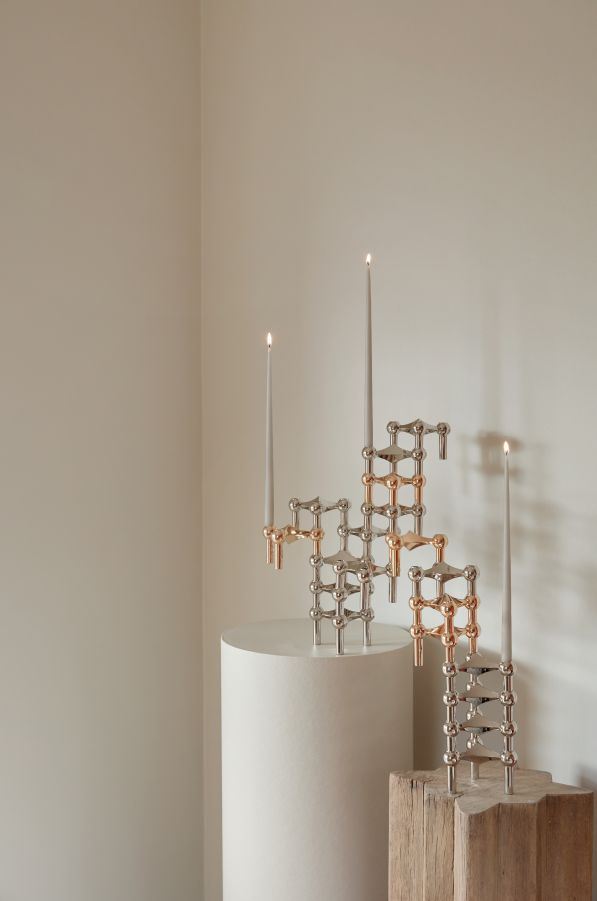 STOFF Nagel Candle Holder Set of 3 H 6,5 cm Solid Brass