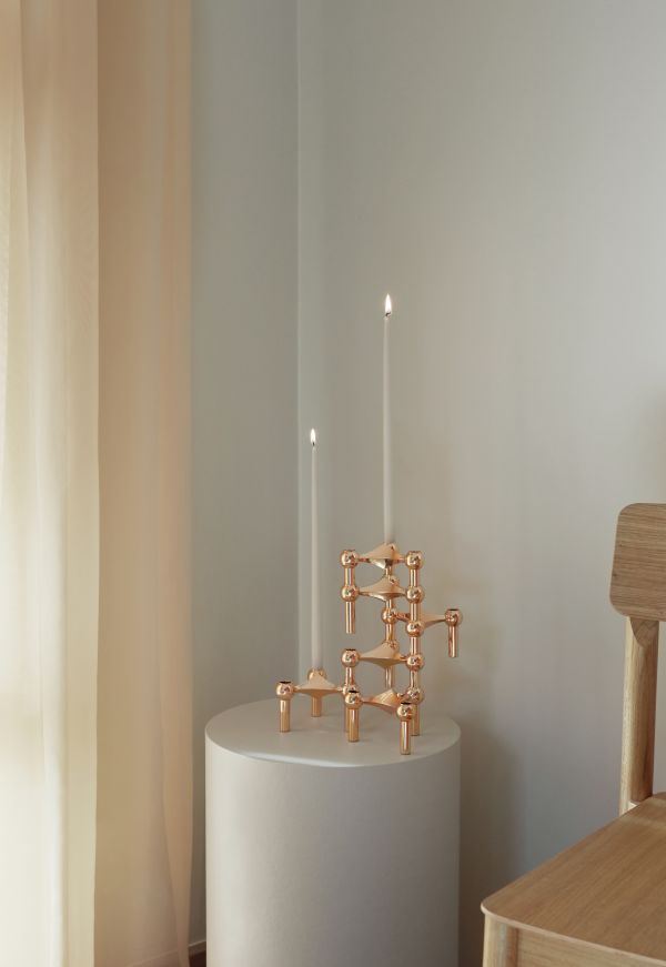 STOFF Nagel Candle Holder Set of 3 H 6,5 cm Solid Brass