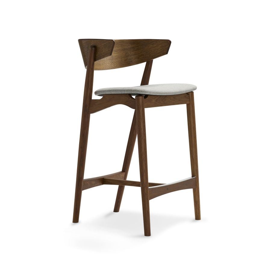 Billede af Sibast Furniture No 7 Bar Stool SH: 65 cm - Smoked Oak / Remix 123 Light Grey

