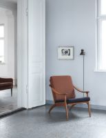 Billede af Warm Nordic Lean Back Lounge Chair SH: 41 cm - Teak/Brown/Petrol