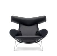 Billede af Fredericia Furniture Wegner Ox Chair  - Sort Primo 88 Læder / Børstet Krom