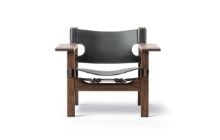 Billede af Fredericia Furniture 2226 Den Spanske Stol af Børge Mogensen SH: 33 cm - Sort Læder/Valnød