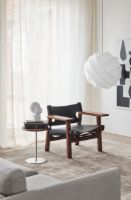 Billede af Fredericia Furniture 2226 Den Spanske Stol af Børge Mogensen SH: 33 cm - Sort Læder/Valnød