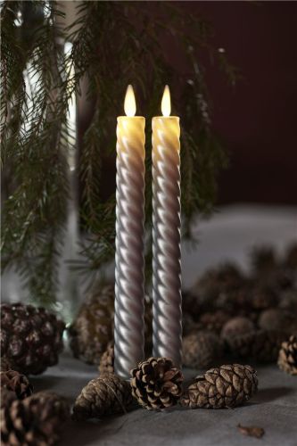 Sirius Sara Tall Wave 2 stk H: 25 cm Bevægelig flamme - Sølv