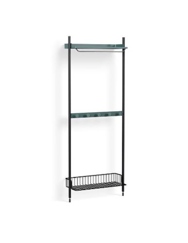 HAY Pier System 1041 1 Column 82x209 cm - PS Blue Steel/Black Anodised Profiles/Anthracite Wire Shelf