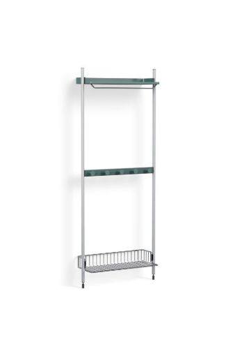 HAY Pier System 1041 1 Column 82x209 cm - PS Blue Steel/Clear Anodised Profiles/Chromed Wire Shelf