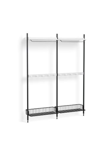 HAY Pier System 1042 2 Columns 162x209 cm - PS White Steel/Black Anodised Profiles/Anthracite Wire Shelf