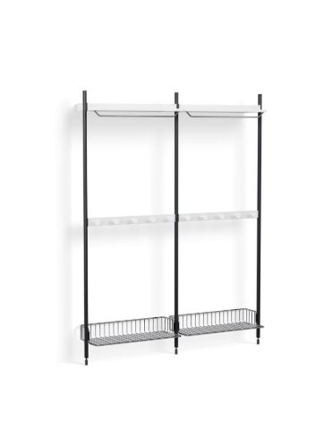 HAY Pier System 1042 2 Columns 162x209 cm - PS White Steel/Black Anodised Profiles/Chromed Wire Shelf