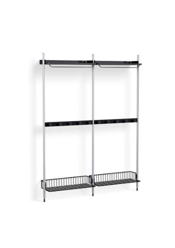HAY Pier System 1042 2 Columns 162x209 cm - PS Black Steel/Clear Anodised Profiles/Anthracite Wire Shelf
