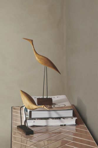 Warm Nordic Beak Bird Tall Heron 19x36 cm - Olieret Eg
