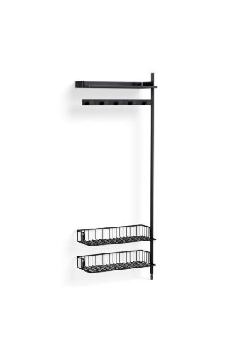HAY Pier System 1050 Add-On 80x209 cm - PS Black Steel/Black Anodised Profiles/Anthracite Wire Shelf