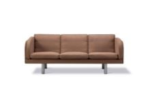 Billede af Fredericia Furniture JG Sofa 3 pers L: 202 cm - Rustfrit Stål - Børstet / Grand Linen 4803