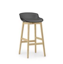 Billede af Normann Copenhagen Hyg Barstol Frontpolstret SH: 75 cm - Sort Læder/Eg