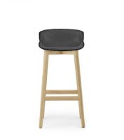 Billede af Normann Copenhagen Hyg Barstol Frontpolstret SH: 75 cm - Sort Læder/Eg