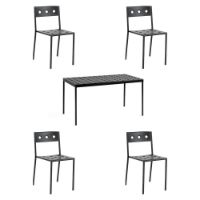 Billede af HAY Balcony Table L: 144 cm + 4 Balcony Chairs - Anthracite 